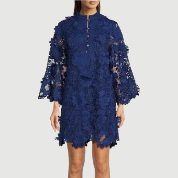 Elegant Blue Lace Dress - Picture 5 of 16